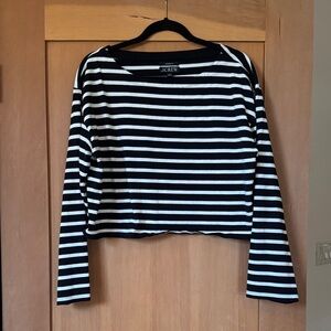 J. Crew Women's Long Sleeve Top in Black and White Stripes